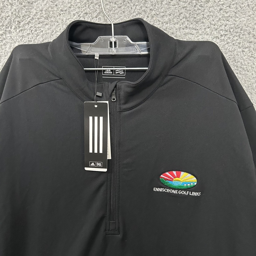 Adidas Shirt Mens Extra Large Black Golf Pullover Quarter Zip Stretch Sweatshirt